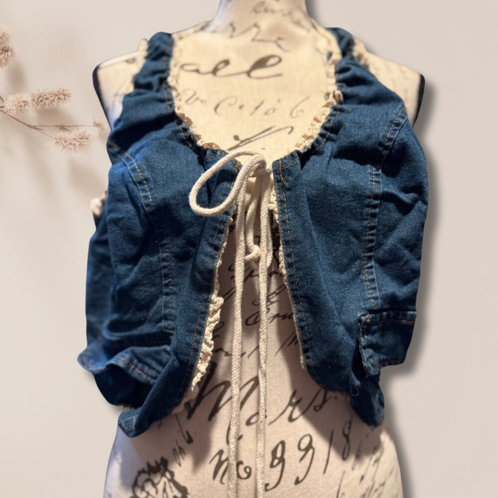 Vintage Denim Tie-Front Vest Top - XL